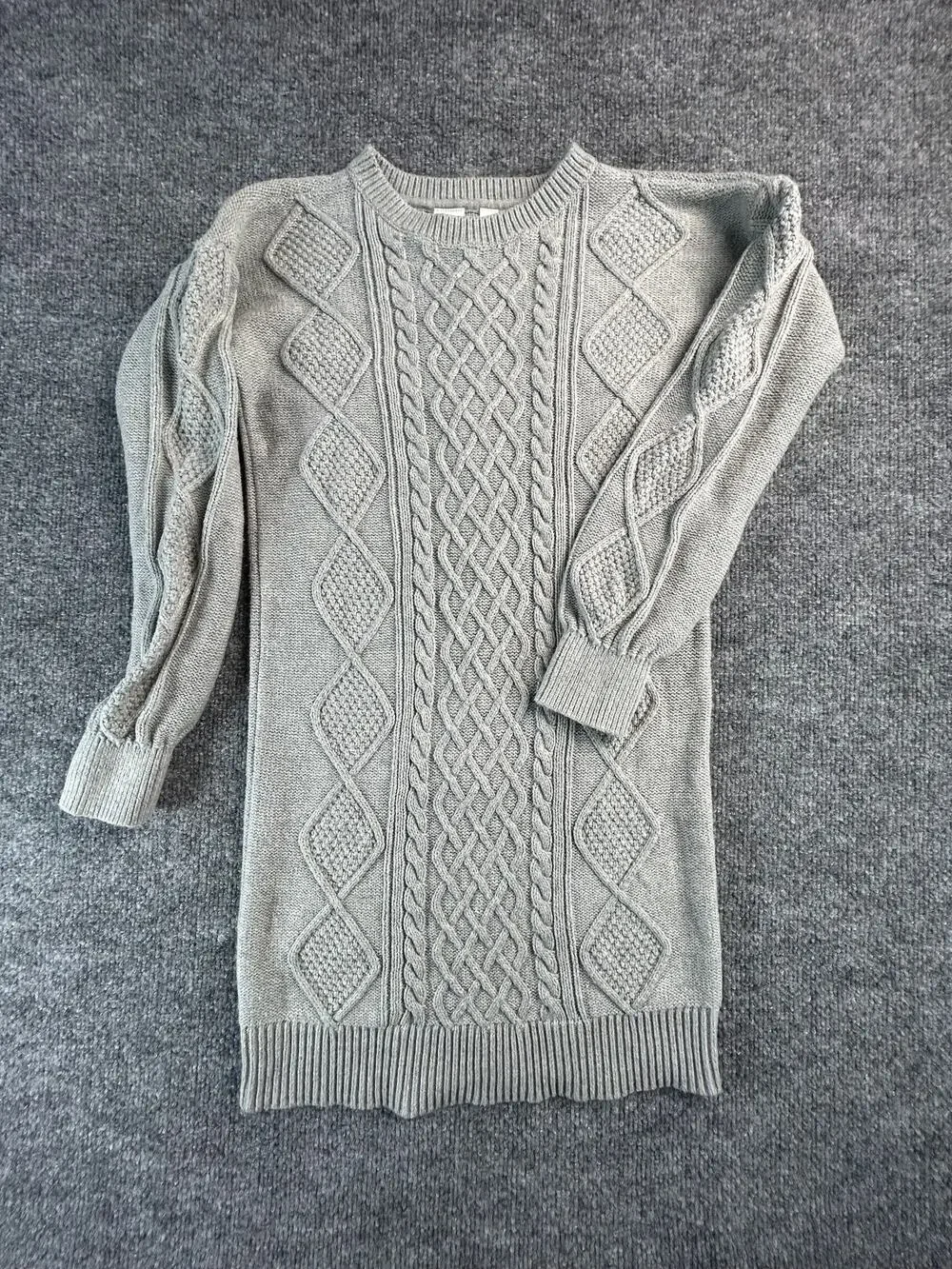 GAP Kids Gray Cable Knit Sweater Dress Girls Size L Long Sleeve Winter